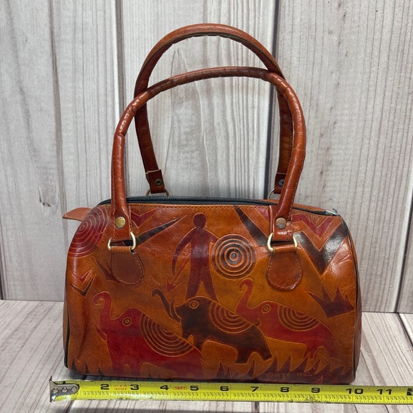 Emily Ann of Boca Raton Tooled Leather Handbag Purse Elephant Print - Picture 10 of 12